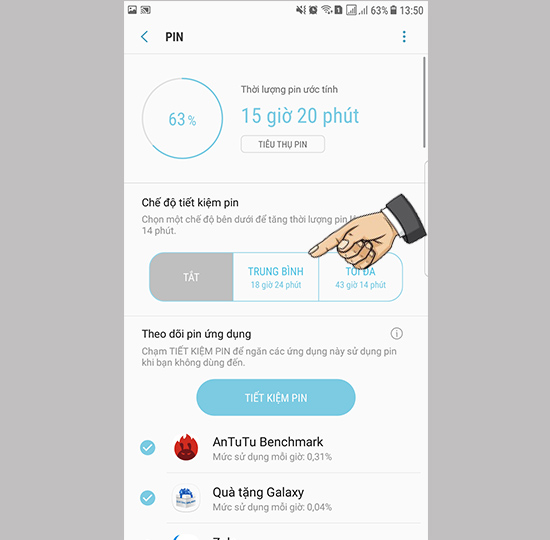 Bật tiết kiệm Pin